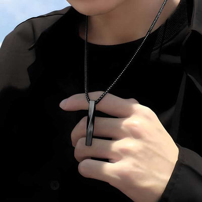 3D Bar Black Necklace For Men