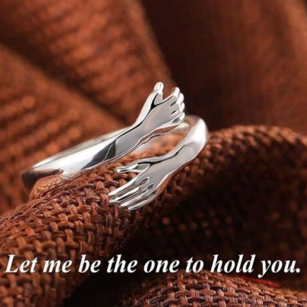Pack of 3 Silver-Plated  Loved Ones Couples Hug Ring