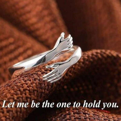 Pack of 3 Silver-Plated  Loved Ones Couples Hug Ring