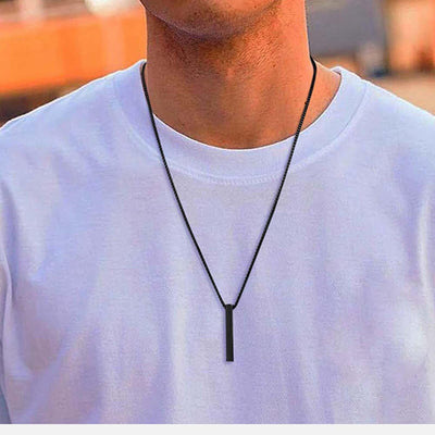 3D Bar Black Necklace For Men