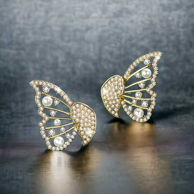 Pearl and Cubic Zirconia Stud Earrings