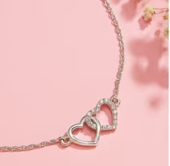 Sterling Silver Dual Hearts Pendant